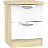 Camden 2 Drawer Bedside Cabinet - White, Oak Effect