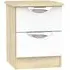 Camden 2 Drawer Bedside Cabinet - White, Oak Effect