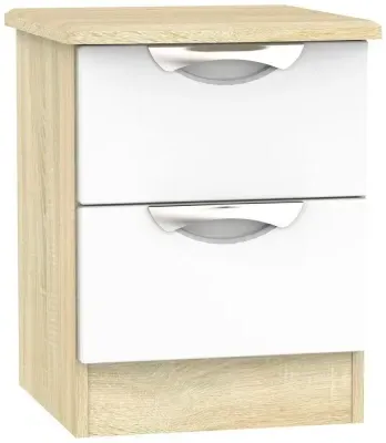 Camden 2 Drawer Bedside Cabinet - White, Oak Effect image