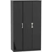 Camden 3 Door Tall Triple Wardrobe - Black Gloss