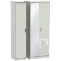 Camden 3 Door Tall Triple Wardrobe with Mirror - Cashmere