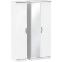 Camden 3 Door Tall Triple Wardrobe with Mirror - White