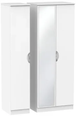 Camden 3 Door Tall Triple Wardrobe with Mirror - White