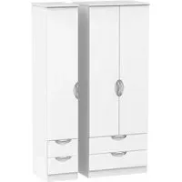 Camden 3 Door Tall Wardrobe with 4 Drawers - White Matt
