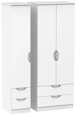 Camden 3 Door Tall Wardrobe with 4 Drawers - White Matt
