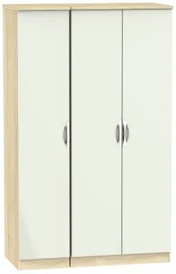 Camden 3-Door Triple Wardrobe - Cashmere, Oak Effect