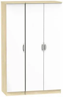Camden 3 Door Triple Wardrobe - White, Oak Effect image