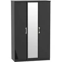 Camden 3 Door Triple Wardrobe with Mirror - Black