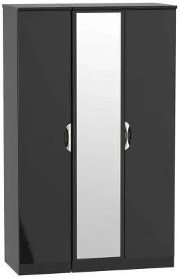 Camden 3 Door Triple Wardrobe with Mirror - Black image