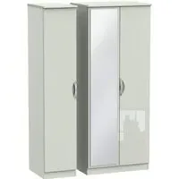 Camden 3 Door Triple Wardrobe with Mirror - Cashmere