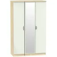 Camden 3 Door Triple Wardrobe with Mirror - Cashmere, Oak Effect