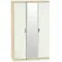 Camden 3 Door Triple Wardrobe with Mirror - Cashmere, Oak Effect