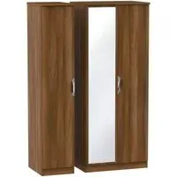 Camden 3 Door Triple Wardrobe with Mirror - Walnut
