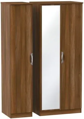 Camden 3 Door Triple Wardrobe with Mirror - Walnut