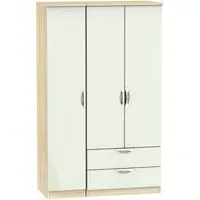 Camden 3-Door Triple Wardrobe with Storage - Cashmere, Oak