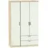 Camden 3-Door Triple Wardrobe with Storage - Cashmere, Oak