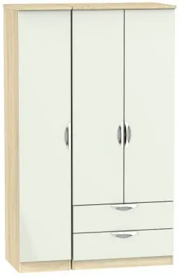 Camden 3-Door Triple Wardrobe with Storage - Cashmere, Oak
