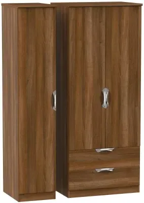 Camden 3-Door Triple Wardrobe with Storage - Walnut