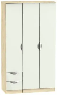 Camden 3-Door Wardrobe with 2 Drawers - Cashmere, Oak