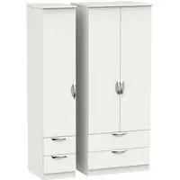 Camden 3-Door Wardrobe with 4 Drawers - Light Grey