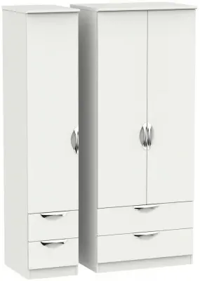 Camden 3-Door Wardrobe with 4 Drawers - Light Grey