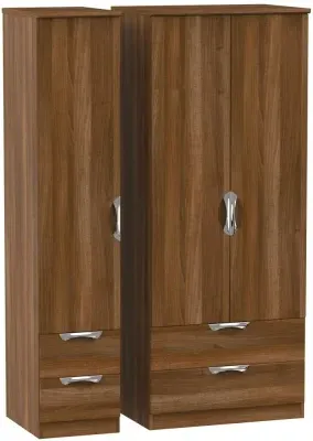 Camden 3-Door Wardrobe with 4 Drawers - Walnut