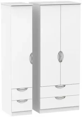 Camden 3-Door Wardrobe with 4 Drawers - White
