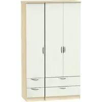 Camden 3 Door Wardrobe with Drawers - Cashmere, Oak