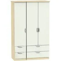 Camden 3-Door Wardrobe with Drawers - Cashmere, Oak