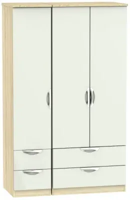 Camden 3-Door Wardrobe with Drawers - Cashmere, Oak image