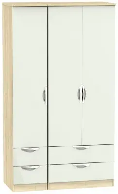 Camden 3 Door Wardrobe with Drawers - Cashmere, Oak