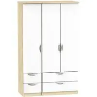 Camden 3-Door Wardrobe with Drawers - White, Oak
