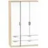 Camden 3-Door Wardrobe with Drawers - White, Oak