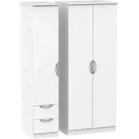 Camden 3-Door Wardrobe with Drawers - White