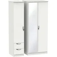 Camden 3-Door Wardrobe with Mirror and Drawers - Light Grey
