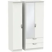 Camden 3-Door Wardrobe with Mirror and Drawers - Light Grey