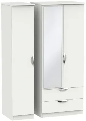 Camden 3-Door Wardrobe with Mirror and Drawers - Light Grey