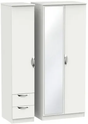 Camden 3-Door Wardrobe with Mirror and Drawers - Light Grey image
