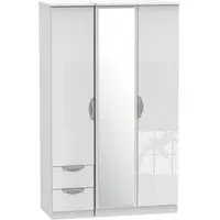 Camden 3 Door Wardrobe with Mirror and Drawers - White
