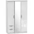 Camden 3 Door Wardrobe with Mirror and Drawers - White