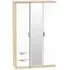 Camden 3-Door Wardrobe with Mirror and Drawers - White, Oak