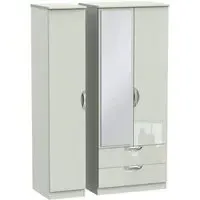 Camden 3 Door Wardrobe with Mirror and Left Drawers - Cashmere