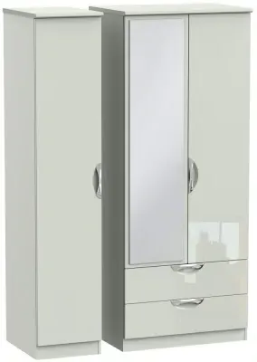 Camden 3 Door Wardrobe with Mirror and Left Drawers - Cashmere