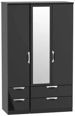 Camden 3 Door Wardrobe with Mirror - Black