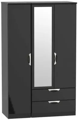 Camden 3 Door Wardrobe with Mirror - Black image