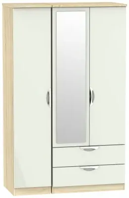 Camden 3 Door Wardrobe with Mirror - Cashmere, Oak Effect