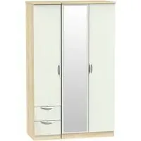 Camden 3 Door Wardrobe with Mirror - Cashmere, Oak Effect