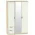 Camden 3 Door Wardrobe with Mirror - Cashmere, Oak Effect