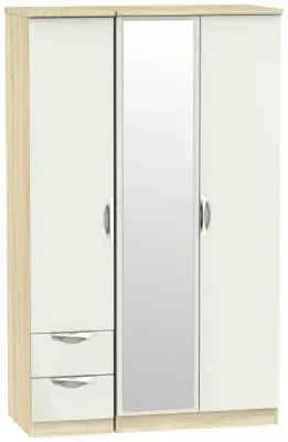 Camden 3 Door Wardrobe with Mirror - Cashmere, Oak Effect image