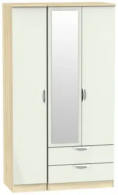 Camden 3 Door Wardrobe with Mirror - Cashmere, Oak Effect